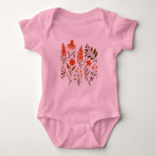 Body Collage botanique de fleurs sauvages d'automne vin