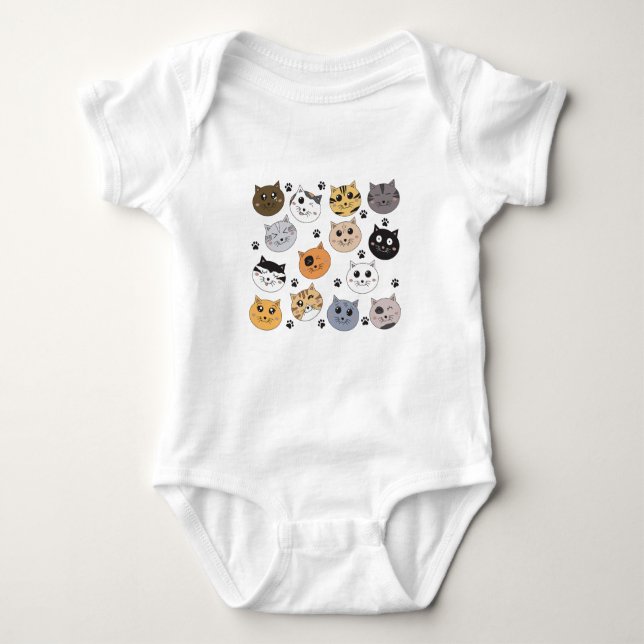 Body Coloré Cute Funny Chats & Motif Paw (Devant)