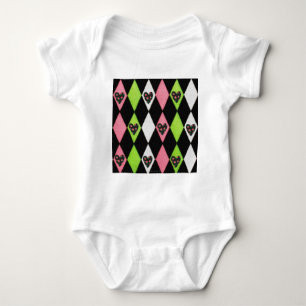 Body Colorful harlequin Print with Rose Hearts
