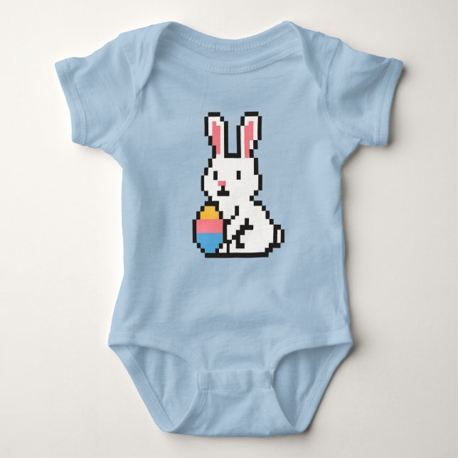 Body Combinaison bébé 8 bits de lapin de Pâques mignon (Devant)