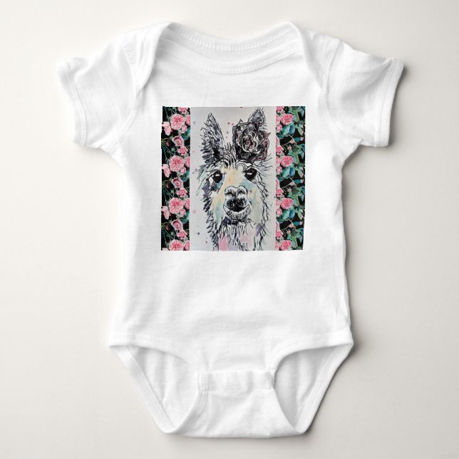 Body Combinaison bébé aquarelle Alpacca Lama Mignon (Devant)