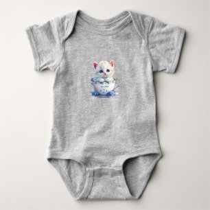 Body Combinaison bébé avec chaton dans une tasse fleurs
