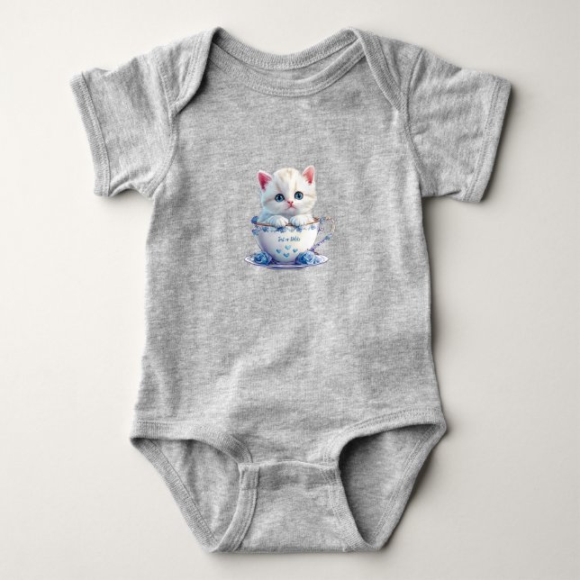 Body Combinaison bébé avec chaton dans une tasse fleurs (Devant)