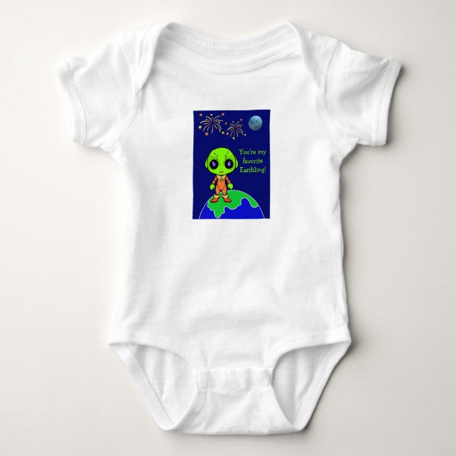 Body Combinaison bébé avec extraterrestre et feux d'art (Devant)