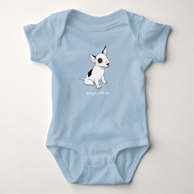 Body Combinaison bébé bleu bébé avec chiot bull terrier (Devant)