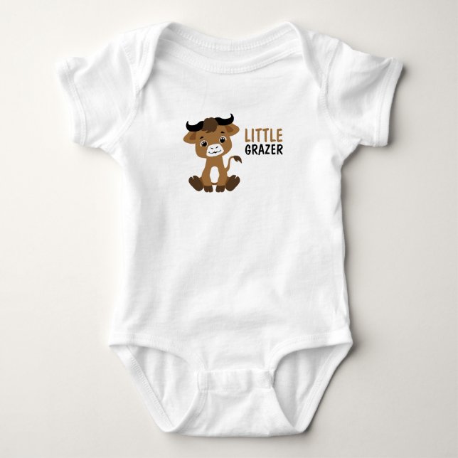 Body Combinaison bébé buffle brun mignon petit pâtre (Devant)