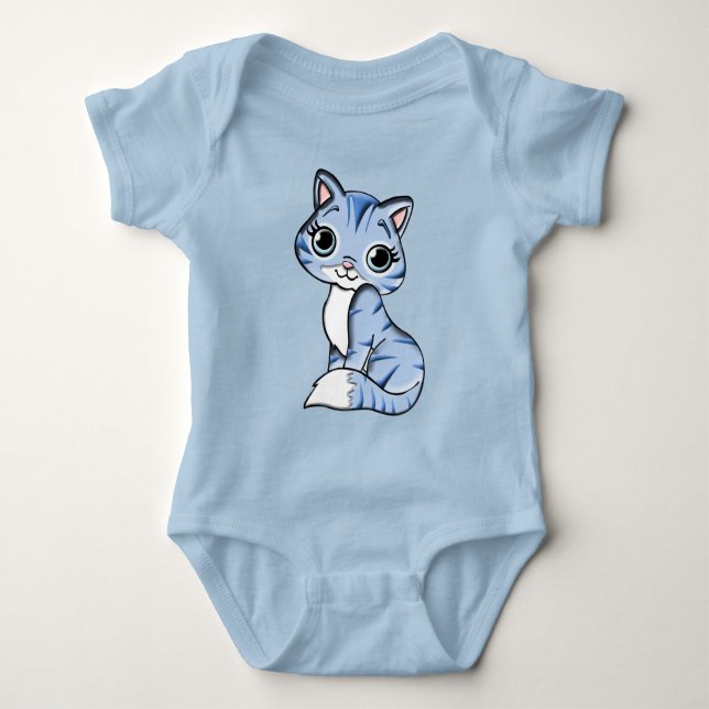 Body Combinaison bébé chaton bleu Câlins (Devant)