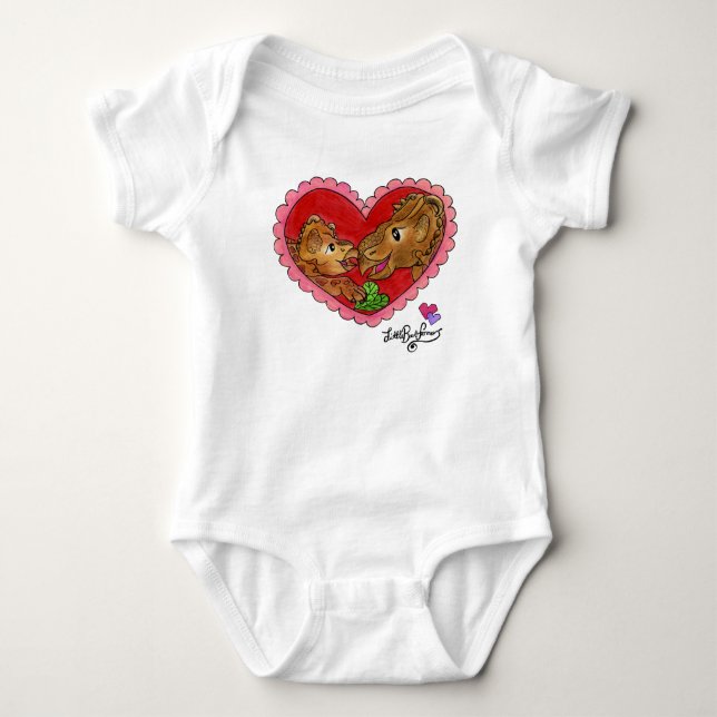 Body Combinaison bébé dinosaure bleu pour maman et fill (Devant)