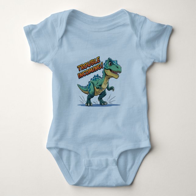 Body Combinaison Bébé Dinosaure Mignon – Ennuis en Vue  (Devant)