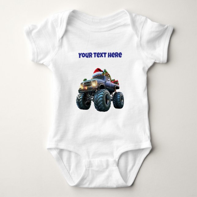 Body Combinaison bébé éditable Blue Monster Truck (Devant)