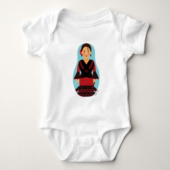 Body Combinaison bébé espagnole en robe rouge Matryoshk (Devant)