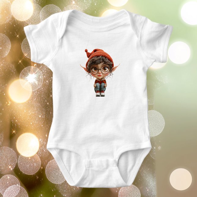 Body Combinaison bébé Fille écoutant Elfe de Noël (Créateur téléchargé)
