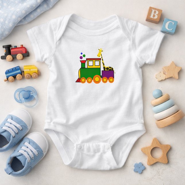 Body Combinaison bébé garçon Train & Girafe Coloré (Créateur téléchargé)