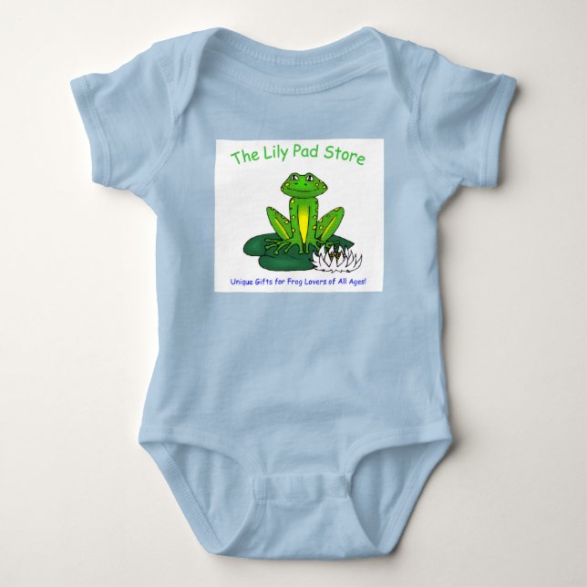 Body Combinaison bébé grenouille sur nénuphar bleu sur  (Devant)