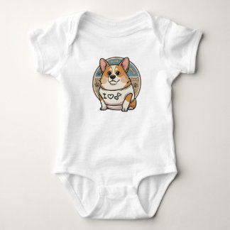 Body Combinaison bébé « J'adore les os » avec un Corgi