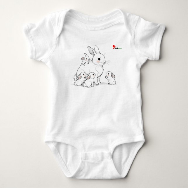Body Combinaison bébé Mama Bunny & Babies (Devant)
