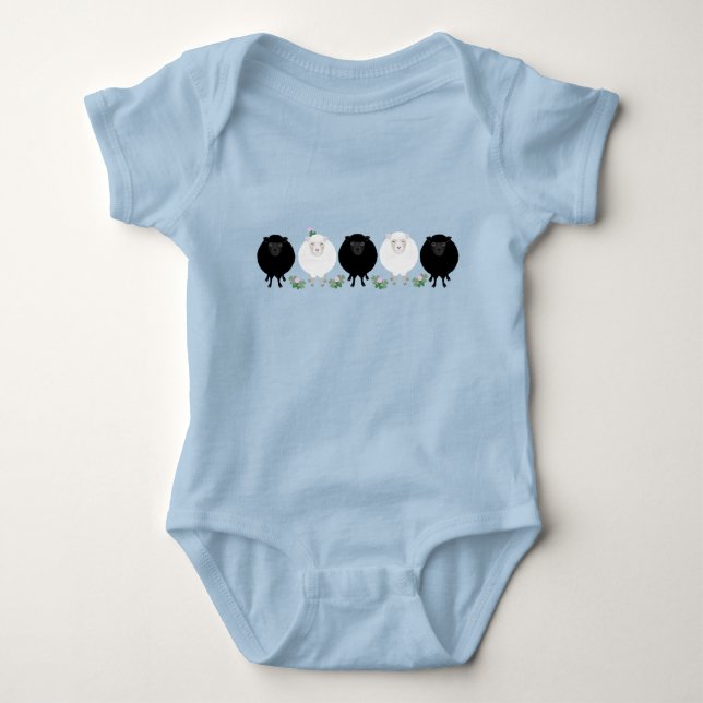 Body Combinaison bébé mouton noir et blanc (Devant)