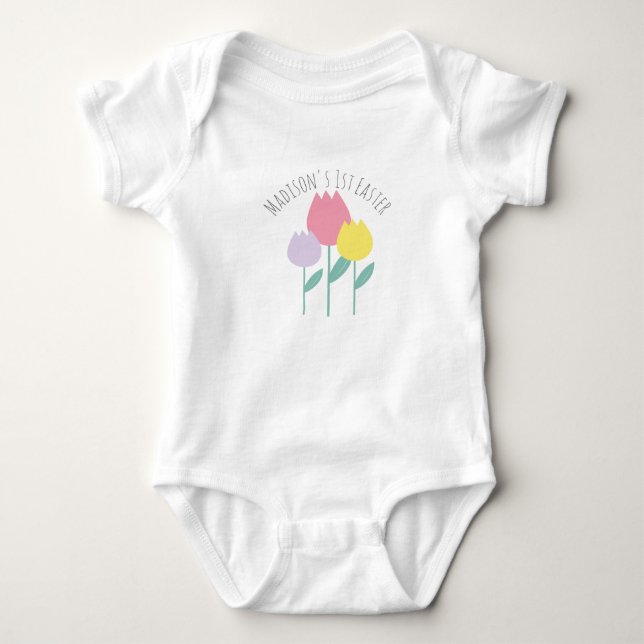 Body Combinaison bébé premier Pâques tulipes de printem (Devant)