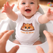 Combinaison bébé renard "NOURRISSEZ-MOI DE LAIT !"