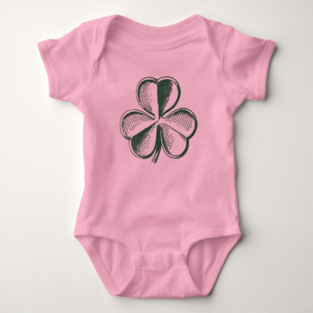 Body Combinaison bébé rose pour la Saint-Patrick Shamro (Devant)