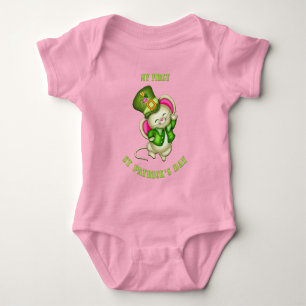 Body Combinaison bébé souris rose pour 1er St Patrick