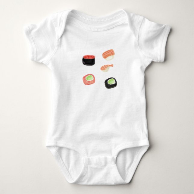 Body Combinaison bébé Sushi aux concombres à l'aquarell (Devant)