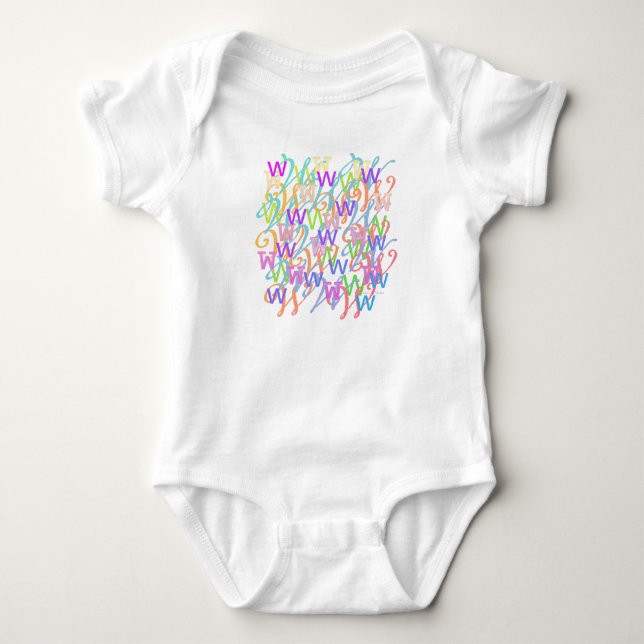 Body Combinaison bébé "W" avec confettis de lettres (Devant)