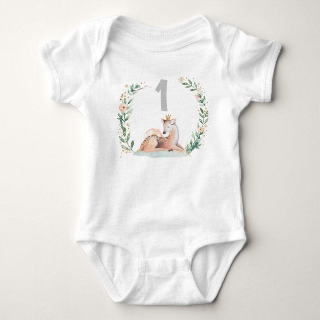 Body Combinaison de naissance Cerf Winter Onederland 1  (Devant)