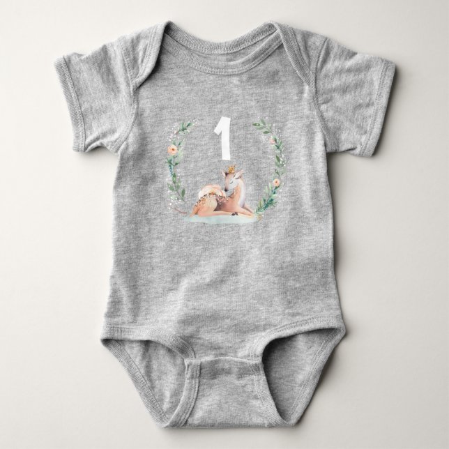 Body Combinaison de naissance Cerf Winter Onederland 1  (Devant)