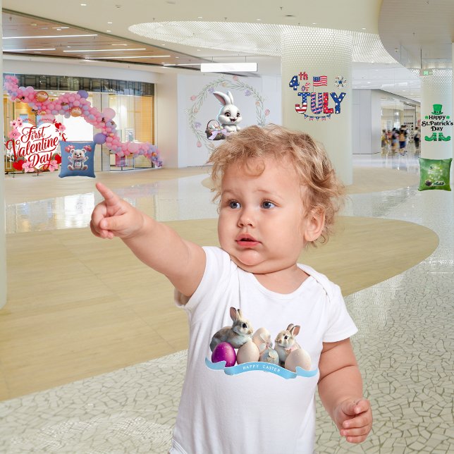 Body Combinaison de Pâques pour bébé Deux Lapins & Œufs (Créateur téléchargé)