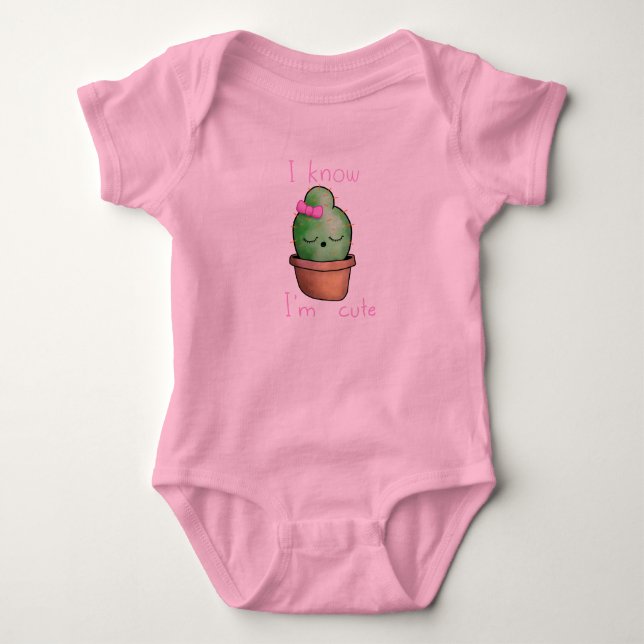 Body Combinaison de tutu de bébé, cactus mignon rose (Devant)