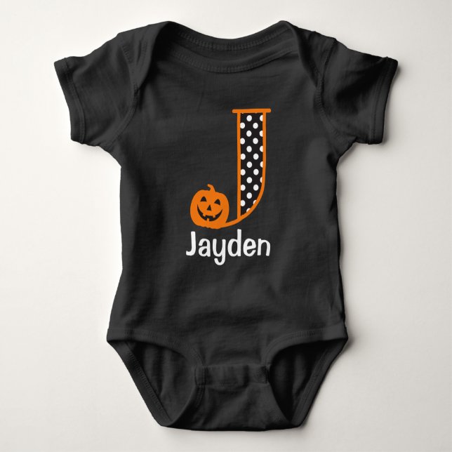 Body Combinaison Halloween avec Citrouille Monogramme i (Devant)