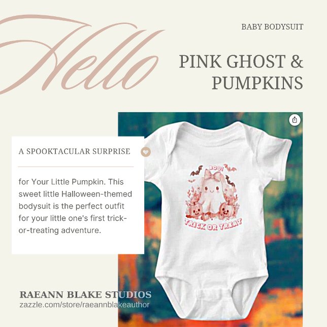 Body Combinaison pour bébé avec fantôme rose et citroui (Créateur téléchargé)