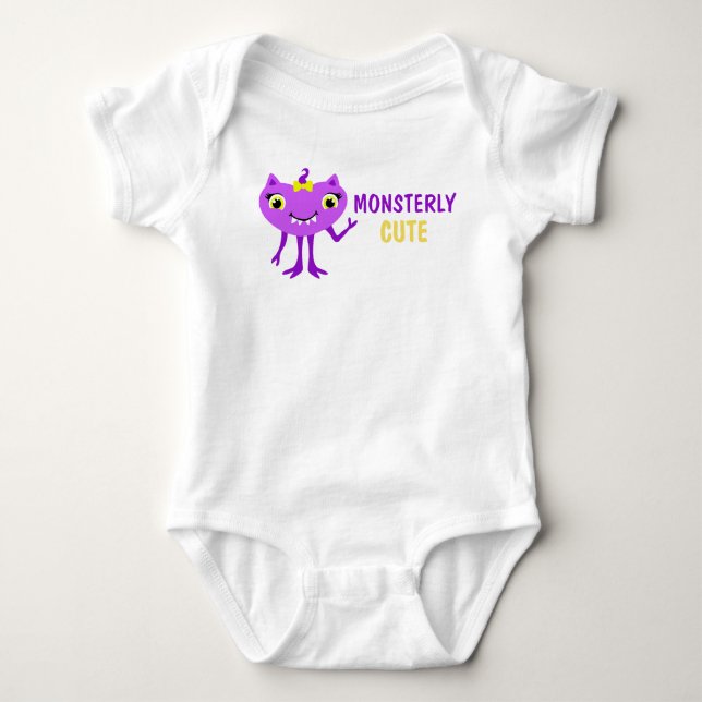 Body Combinaison pour Bébé avec une Fille Monstre Viole (Devant)
