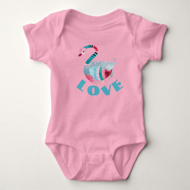 Body Combinaison une pièce bébé cygne LOVE (Devant)