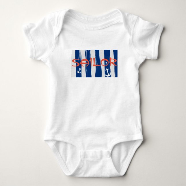 Body Combinaison une pièce funky marin bleu blanc rayur (Devant)