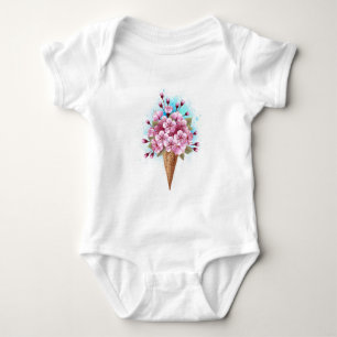 Body Cône rose Sakura crème glacée gaufre