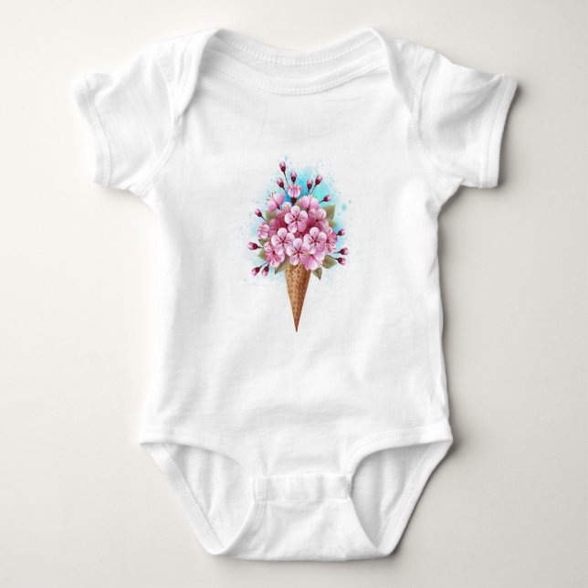 Body Cône rose Sakura crème glacée gaufre (Devant)