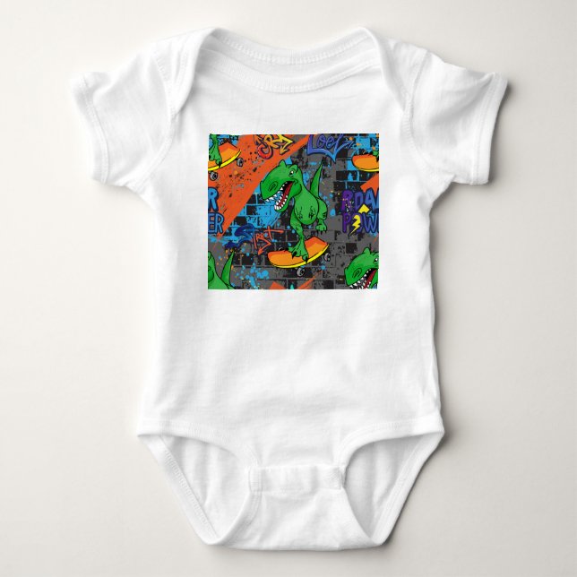 Body Cool Dinosaur Skateboard Motif sans couture (Devant)