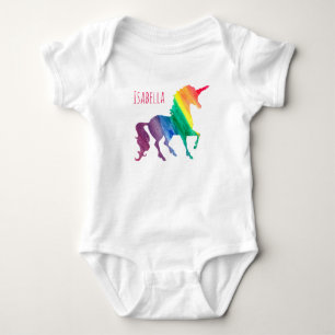 Body Cool personnalisé Rainbow Unicorn Watercolor Baby