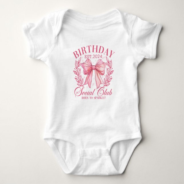 Body Coquette rose mignonne Anniversaire Fête Fille Bow (Devant)