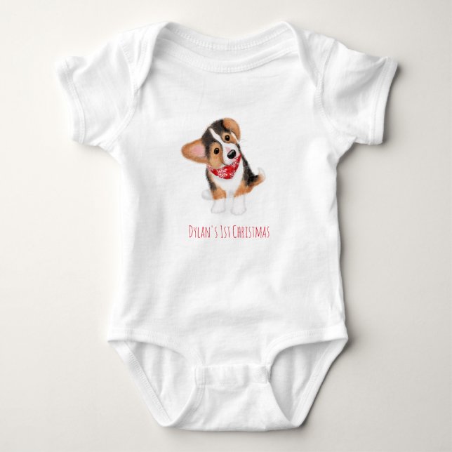 Body Corgi chiot bébé 1er costume de Noël (Devant)