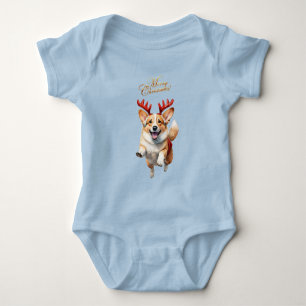 Body Corgi de Noël avec bois de rennes