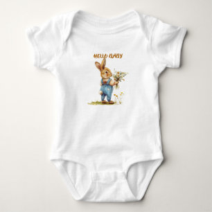 Body Costume bébé lapin sauvage - "Bonjour bébé"