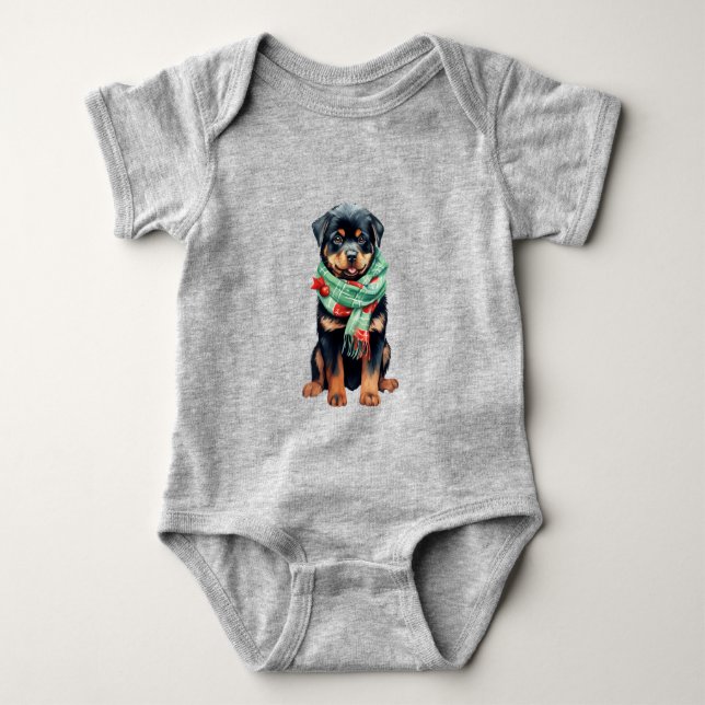Body Costume bébé Rottweiler de Noël - Noël adorable (Devant)