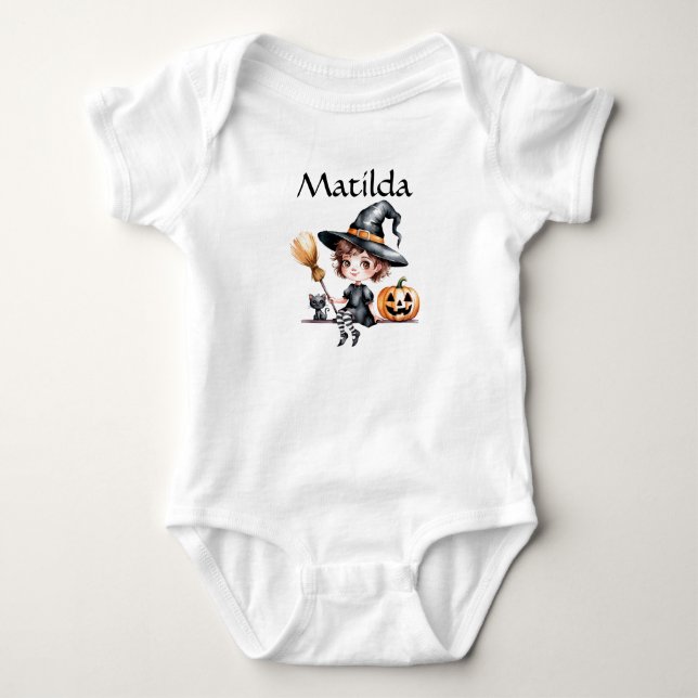 Body Costume bébé sorcière personnalisable -Halloween (Devant)