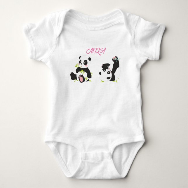 Body Costume de bébé avec de mignons pandas (Devant)