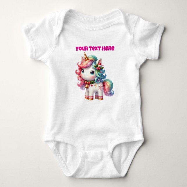 Body Costume personnalisé de bébé Unicorne de Noël (Devant)