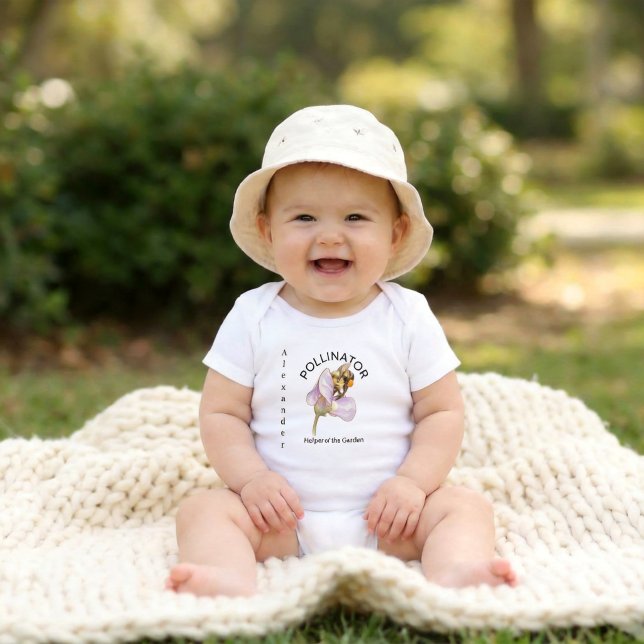 Body Cottagecore personnalisé de fleurs sauvages Abeill (Personalized Little Helper of The Garden Baby Bodysuit)