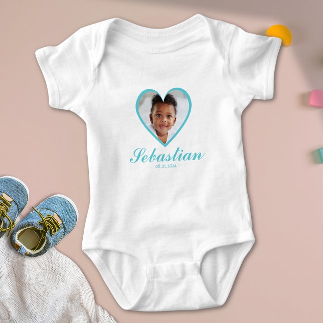 Body Couette Bleu Nom bébé Photo Bébé Bodysuit (Créateur téléchargé)